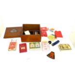 Wooden commemorative box with playing card contents