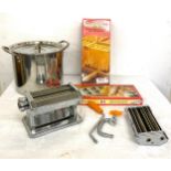 Selection of kitchenalia, to include pasta machine, cooking pot etc