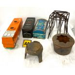 Selection of miscellaneous to include advertising tins, the CMF safety link distress radio