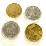 Selection of 4 silver commemorative coins, total approximate weight 126.5g