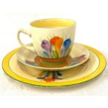 Clarice Cliff Crocus pattern cup, saucer and plate