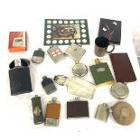 Selection of assorted vintage hip flasks etc