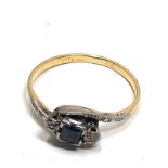 18ct gold sapphire & diamond ring (1.8g)