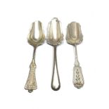 3 Antique dutch silver tea caddy spoons