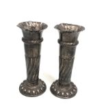 Pair of antique silver flower vase sheffield silver hallmarks weight 210g measure approx height