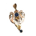 9ct gold antique ornate lavalier pendant (1.9g)