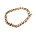 9ct rose gold ladies chain bracelet with safety chain, hallmarked links, approximate weight 18.4g,