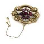 Victorian stone set brooch with safety chain, stone has been replaced, total approximate weight 12.