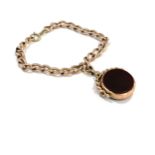 Antique swivel fob in a 9ct mount on a 9ct gold bracelet chain, Chester hallmarks, weight approx