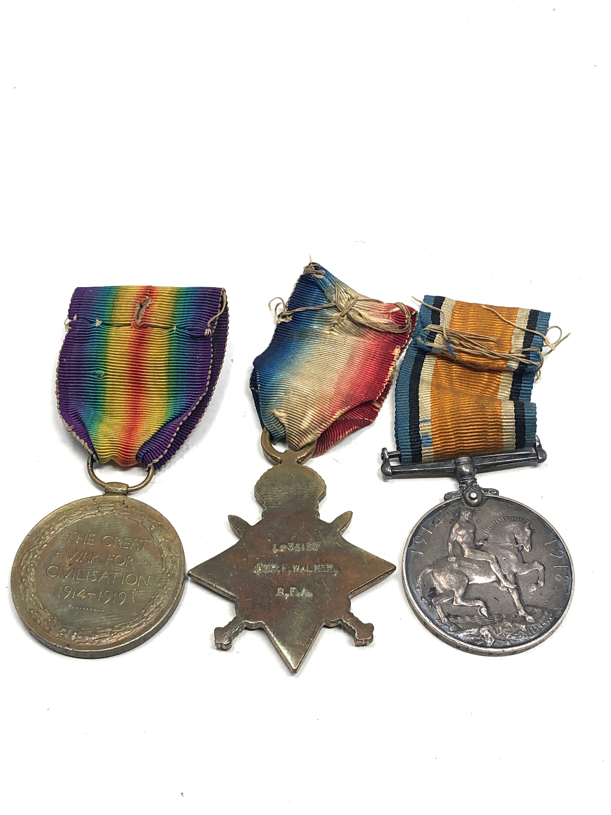 ww1 trio medals to l-35137 dvr.f.walker r.f.a - Image 2 of 2