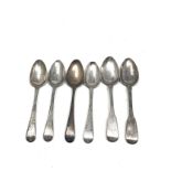 6 georgian silver tea spoons 4 matching 2 odd weight 111g
