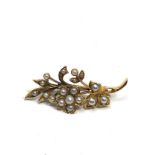 18ct gold antique pearl floral brooch (4.1g)