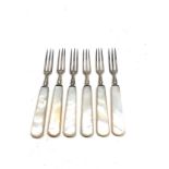 6 antique silver & mother of pearl pickle forks sheffield silver hallmarks total weight 181g