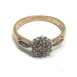 9ct gold vintage diamond cluster dress ring (2.5g)