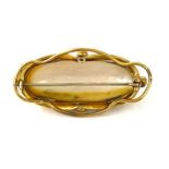 High karat gold victorian shell set brooch, 6cm wide