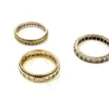 3 Ladies 9ct gold stone set rings, total weight 9g