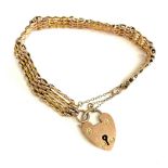 9ct gold ladies gate bracelet with safety chain, total approximate weight 12.8g