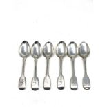 Antique set of 6 crested irish silver tea spoons weight 148g