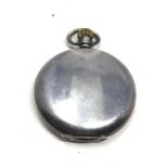 Antique silver full hunter pocket watch watch winds and ticks missing hands and glass