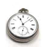 Antique silver open faced pocket watch the watch is ticking