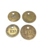 4 antique brass pit tokens