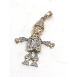 9ct gold diamond clown articulated pendant (2.7g)