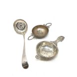 3 antique silver strainers inc georgian silver sifter spoon