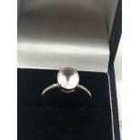 9ct gold rose quartz & diamond ring weight 1.9g