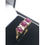 Fine 18ct gold cabochon ruby & diamond ring weight of ring 4g