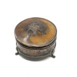 Antique silver & tortoiseshell top ring box measures approx 5.2cm dia