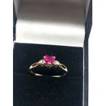 9ct gold diamond & gemstone set ring weight 1.3g