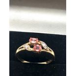 9ct gold diamond & gemstone set ring weight 2.4g