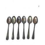 6 antique silver tea spoons weight 90g