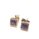 9ct gold amethyst earrings weight 1.6g