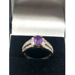 9ct gold amethyst & diamond ring weight 3.3g