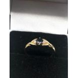 9ct gold sapphire & diamond ring 1.7g