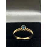 16ct gold blue diamond ring 3.3g blue diamond measures approx 3.5mm dia 0.22ct diamond