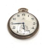 Omega open face pocket watch gold plated case the watch is ticking