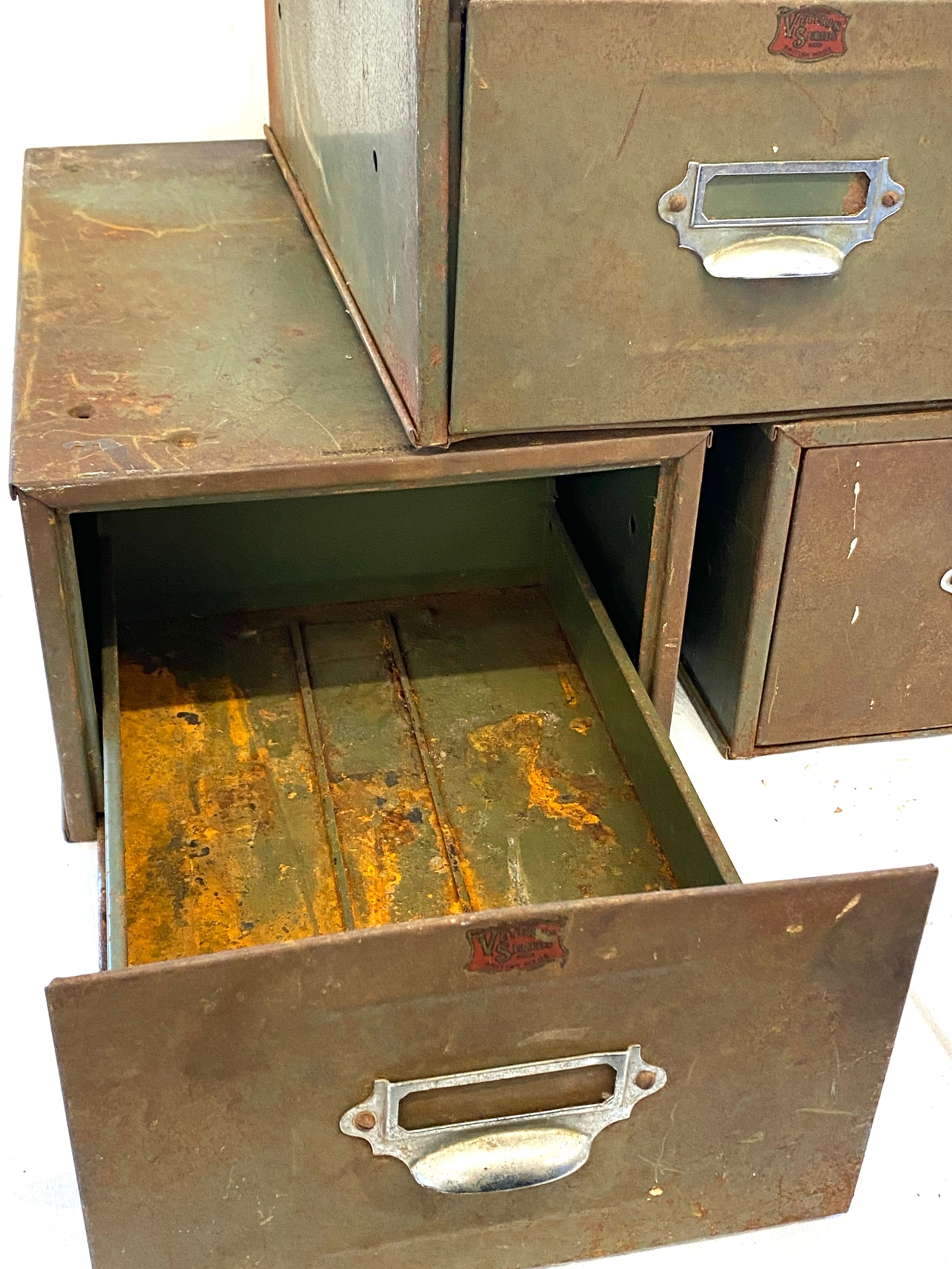 3 Veteren Metal industrial index drawers, approximate measurement of each draw: Height 7 inches, - Image 6 of 6