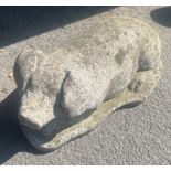 Concrete garden ornament Pig, approximate height 9 inches by 20 inches