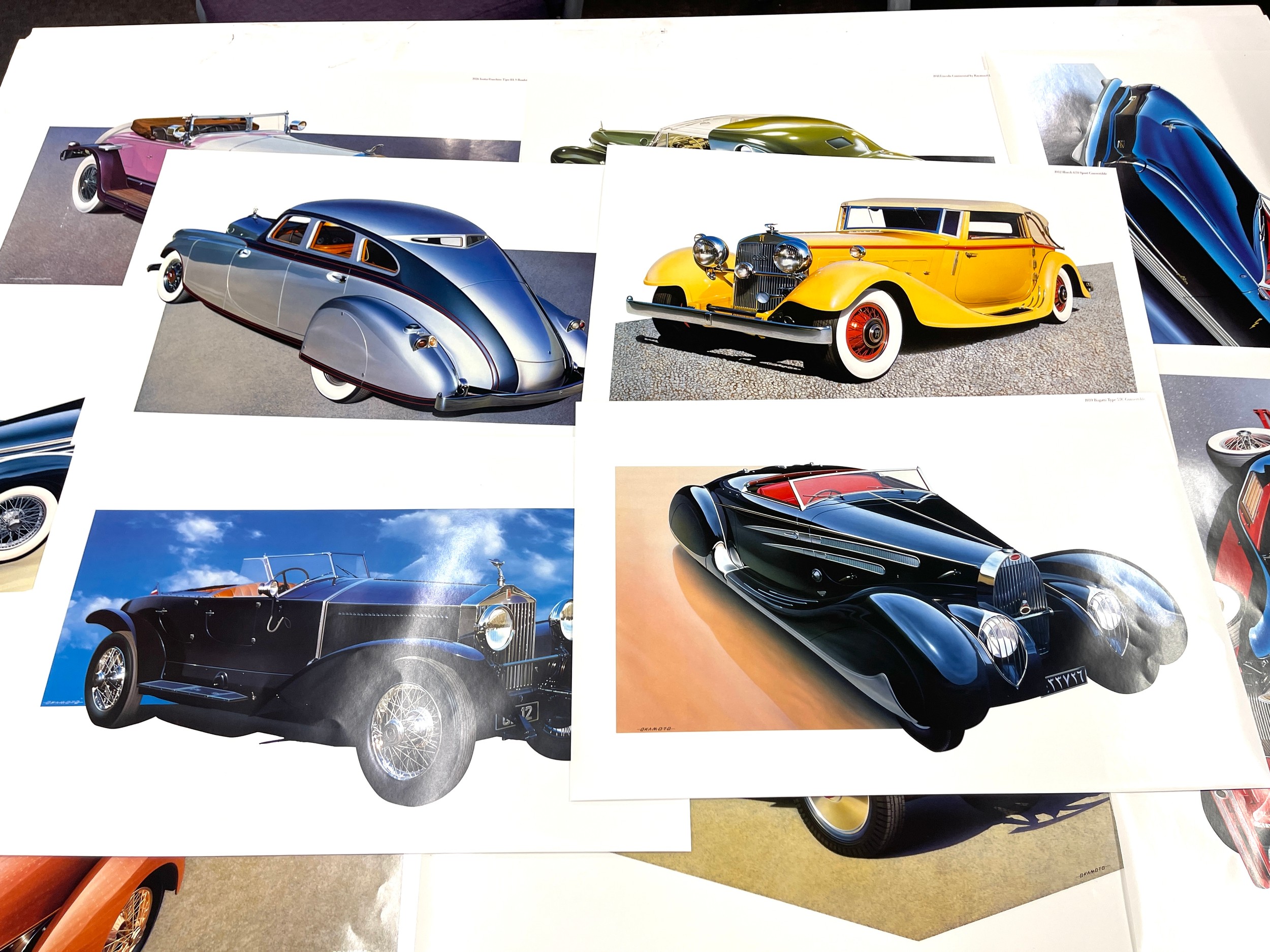 2 folders containing various car posters, approximate largest folder measurements: 21 x 14 inches - Image 10 of 14