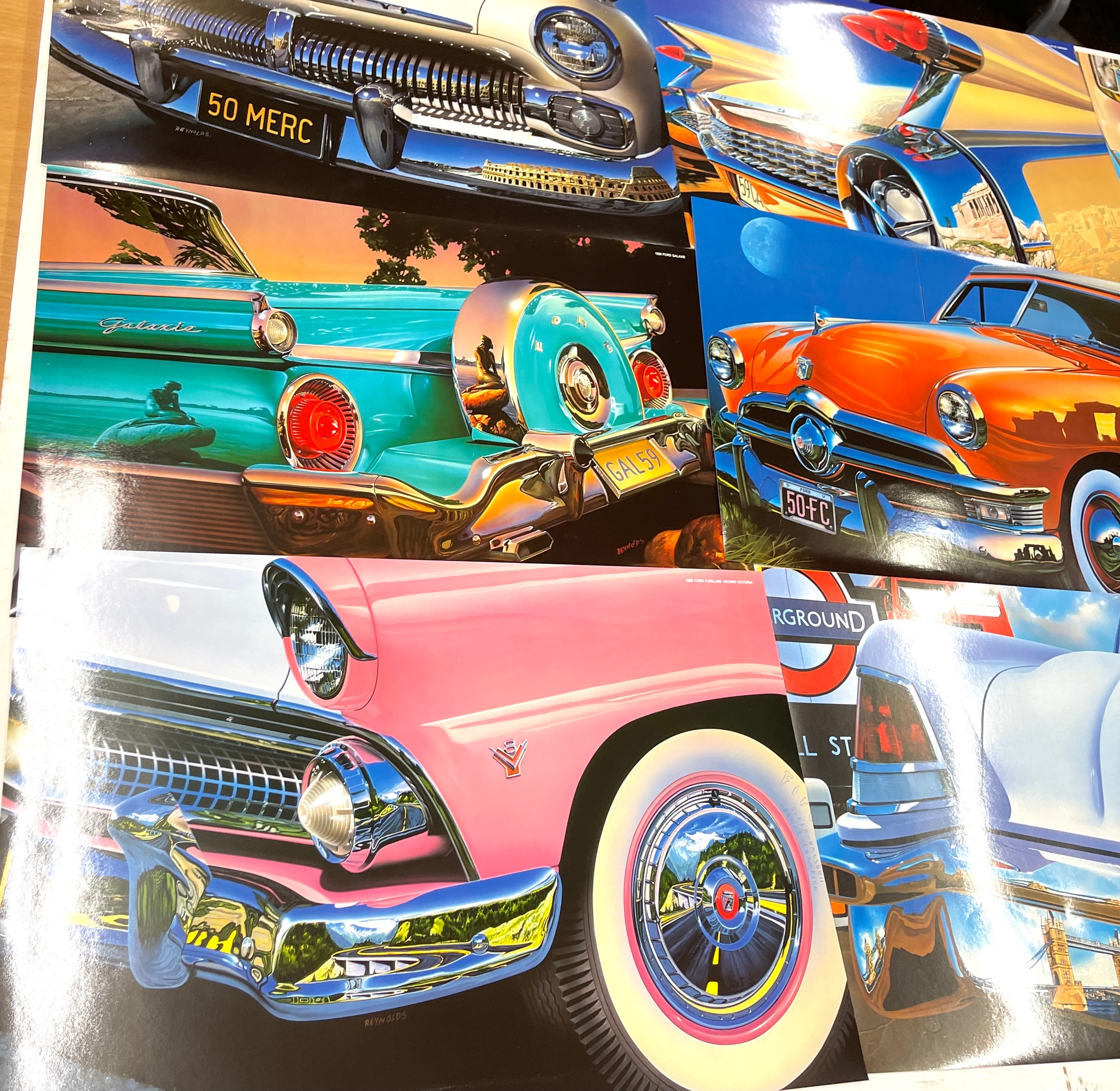 2 folders containing various car posters, approximate largest folder measurements: 21 x 14 inches - Image 13 of 14