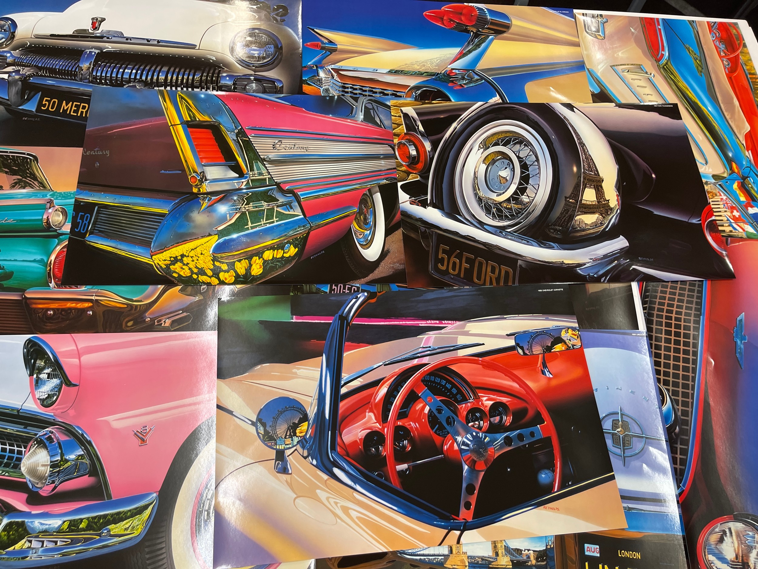 2 folders containing various car posters, approximate largest folder measurements: 21 x 14 inches - Image 14 of 14