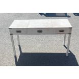 Painted 2 drawer vanity desk, approximate measurements: Height 28 inches, Depth 18 inches, Width