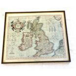 Framed picture map of the British isles measures approx 19 inches by 15.5 inches