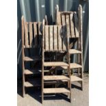 3 Wooden step ladders