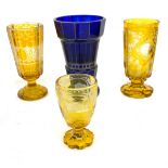 4 Pieces of acid etched glassware