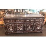 Large fine quality Chinese or Oriental Mother Of Pearl sideboard server some pieces of mop are