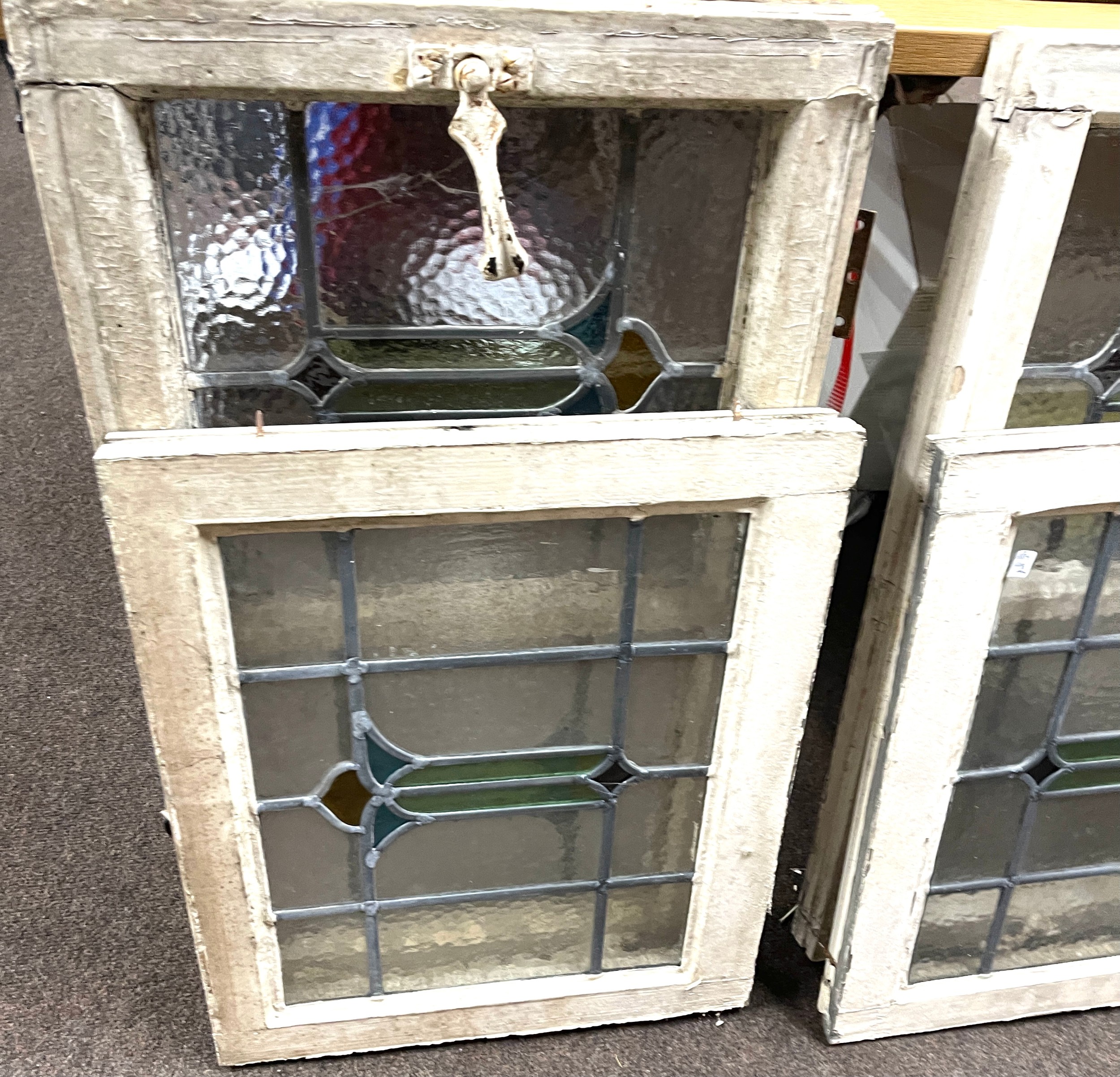 4 Pieces of leaded glass window, largest measures 28 inches by 17 inches - Image 2 of 3