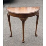 Vintage walnut queen anne style half moon hall table, approximate height: 29 inches, Width 29
